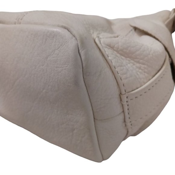 Fossil Pebbled White Leather Hobo Tote Shoulder Bag - Picture 7 of 14